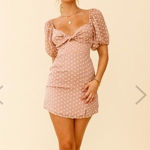 Selfie Leslie Molli Sheer Puff Sleeve Twist Dress